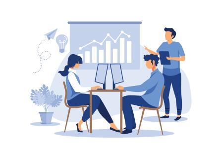 training-of-office-staff-increase-sales-and-skills-team-thinking-and-brainstorming-analytics-of-company-information-flat-illustration-vector
